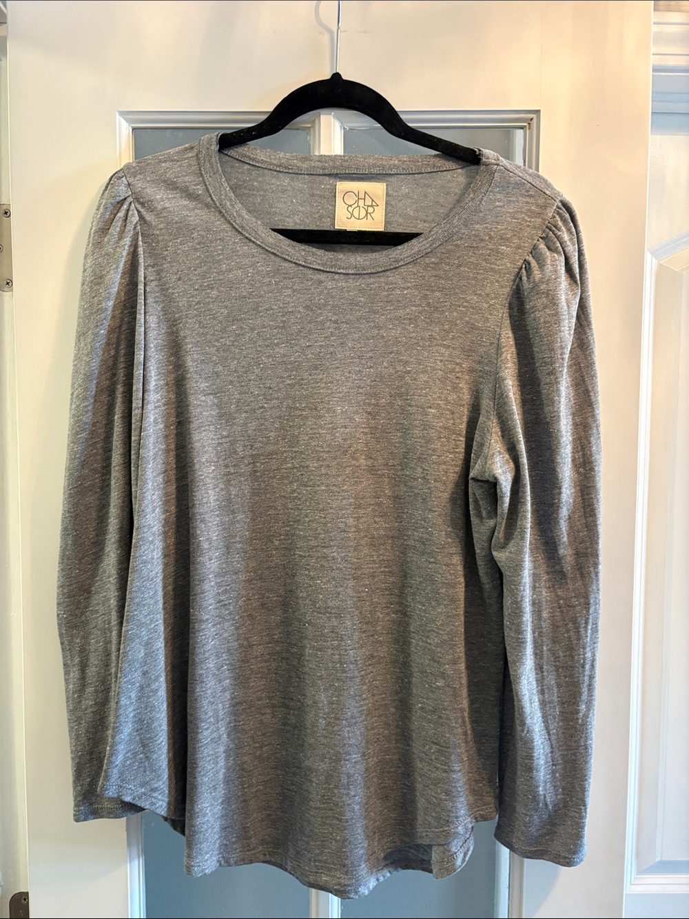 Chaser Gray Long Sleeve Puff Shoulder Tee